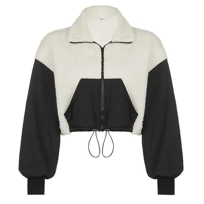 Factory Custom Women Fashion Zipper Hoodie Hoogwaardige Sherpa Dames Crop Top Oversize Jacket