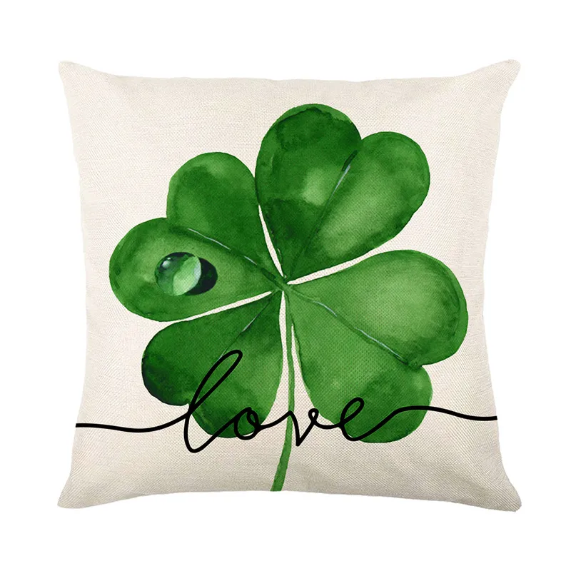 Rzuć poduszka obejmuje 18x18 Zestaw 4 Saint Patricks Day Cours Covers Green Shamrock Clover Lucky Happy Pillow na Dzień Świętego Patryka