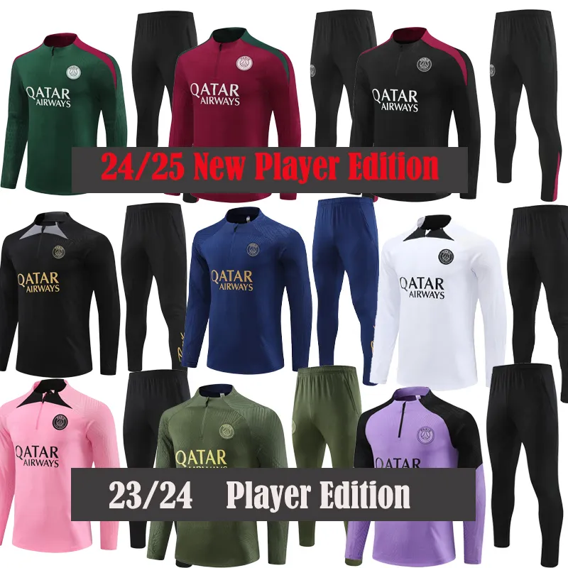 2024 25 Paris Tracksuits Training Chandal 23 24 Mbappe Kit Survlement Foot Tuta Jacket Retro Futbol Soccer Football Children و Player Player