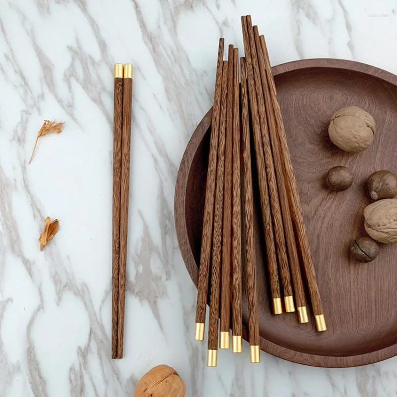 Chopsticks 10 par japansk stil hushåll med solidträ utan halkfrihet omålad trähugg pinnar köksborest