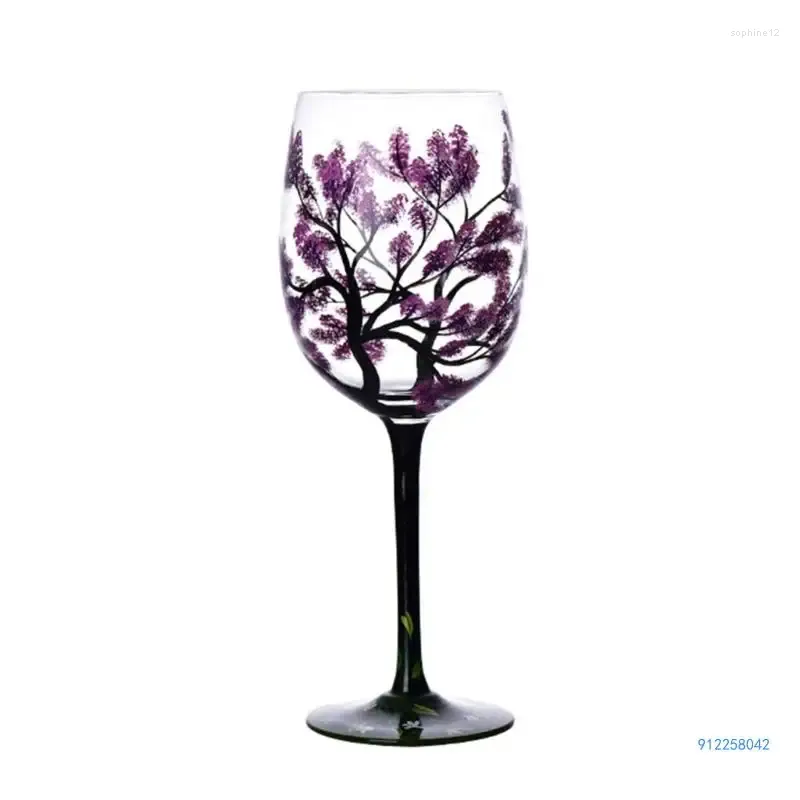 Wine Glasses Four Seasons Tree Unique Hand Painted Glass Easy To Use Drop