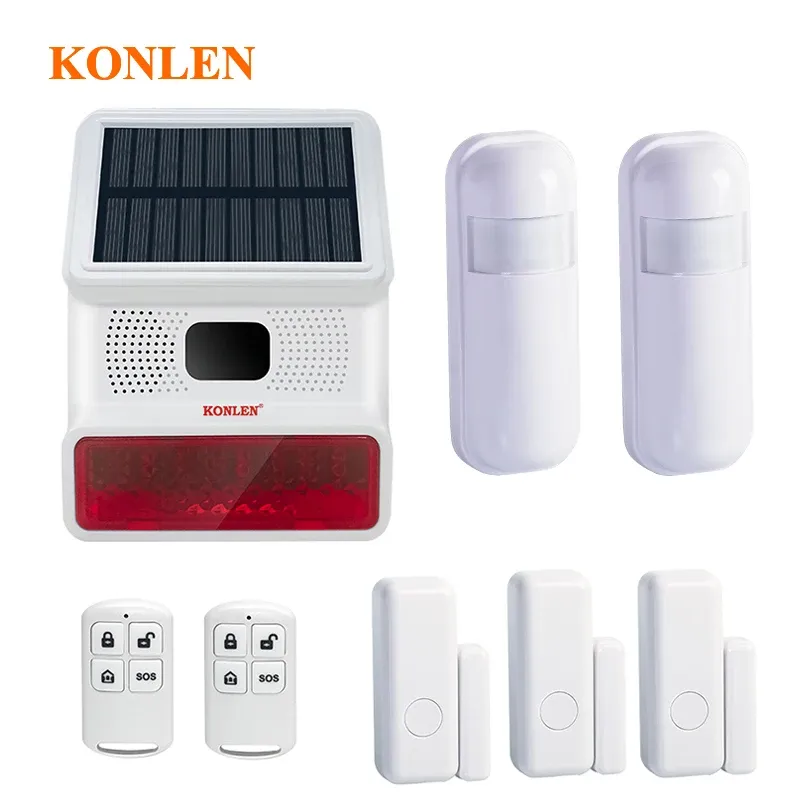 Siren 433mhz Strobe Solar Siren Outdoor Wireless Home Alarm Horn Sound Burglar System Security Protection with Motion Pir Door Sensor