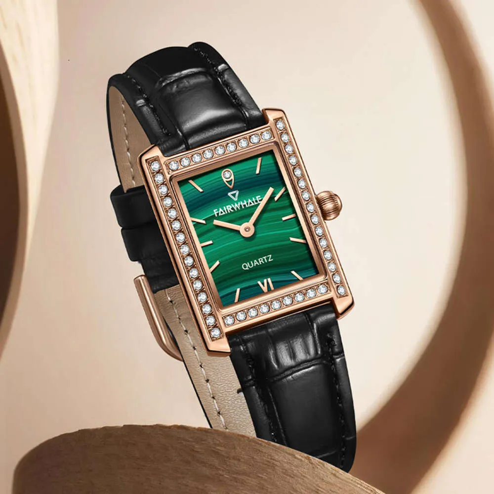 Mark Huafei Brand Women's Temperament Tiktok Diamond Set Fashion Simple Small Green Watch Waterproof Luxury