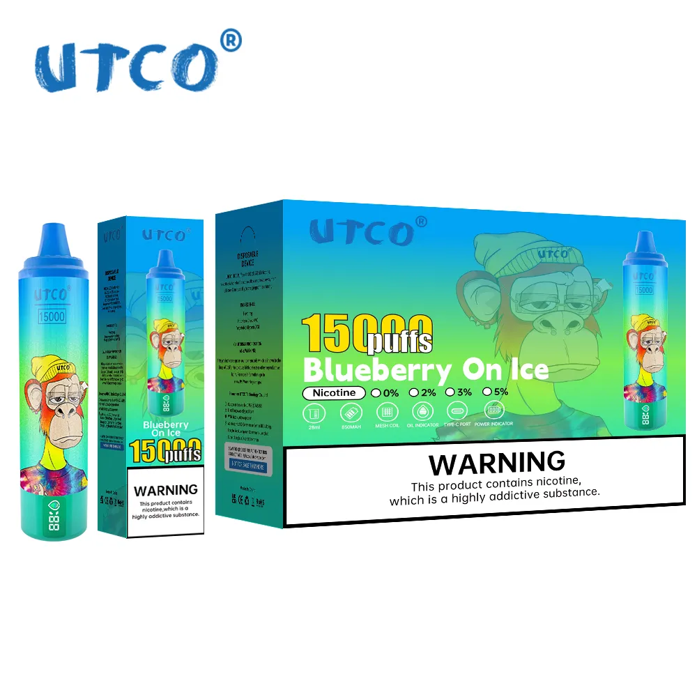 UTCO Tornado Puff 15000 Einweg-E-Zigaretten 2% 3% 5% 25 ml E-Liquid Mesh Spulenaufladbarer Vape Fumot 15000 R und M Puff 15k Puffs Vaper