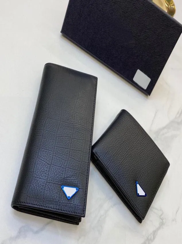 Black Top Cowhide Leather Billfold plånbok för män myntficka plånböcker med ID -fönster lyxiga plånböcker Designer Bag presentförpackning Handväskor 7780862