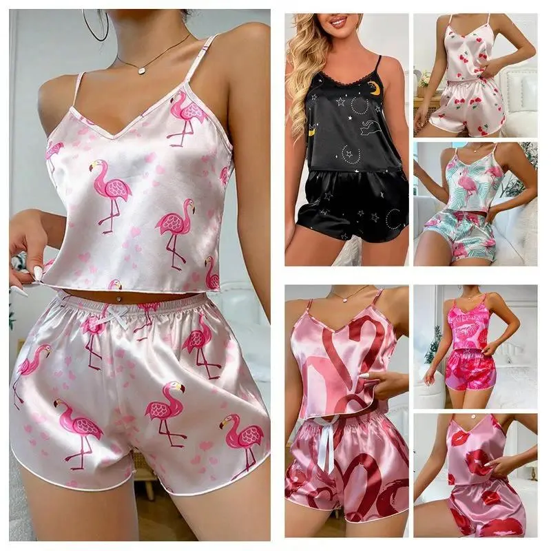 Women's Sleepwear Sexy Lingerie Set Ladies Pajama Sets Nightwear Cami Tops And Shorts Pijama Mujer Two Piece Outfit Home Clothes