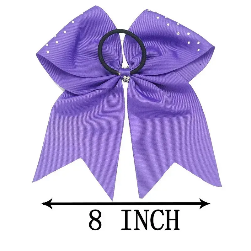 Pannband hårtillbehör Rhinestones Cheer Bow for Kids Boutique Diamond Ribbon Big Hair Bows For Girls Elastic Hair Bands Tillbehör