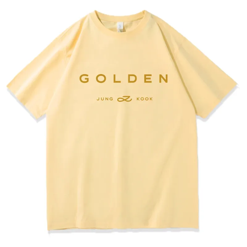 メンズTシャツ2024 Jungkook Kpop Hoodie Vintage Shirt Golden Merch Short Sleeve Fashion Streetswear Tシャツ