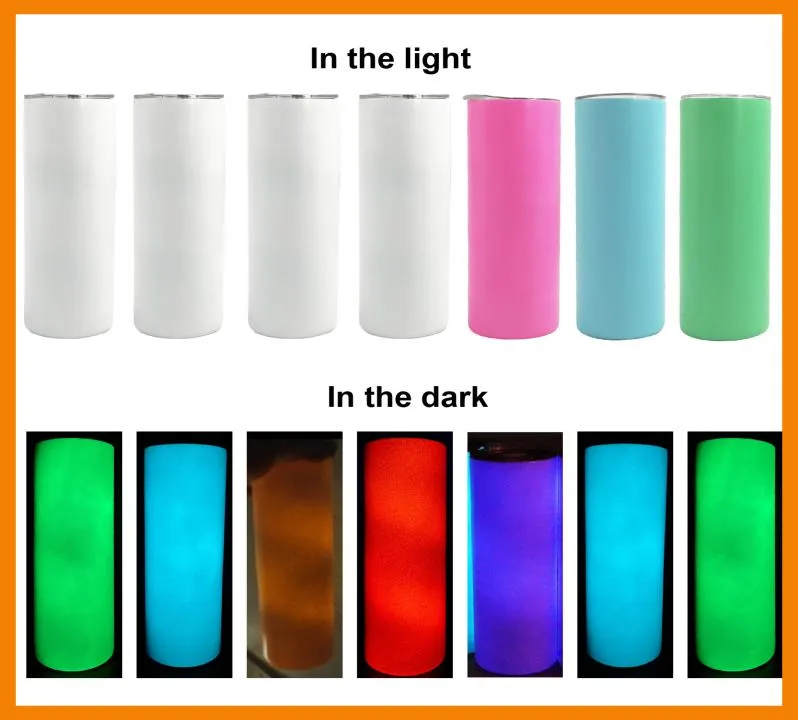 Sublimazione luminosa da 20 onblimazione di tazze per acciaio inossidabile fai -da -te a doppia parete con coperchi isolati con coperchi e cannucce per 9002192