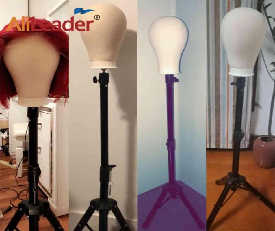 Alileader 2125inch Block Mannequin Head with Stand Réglable Tripod For Wig Fabrication de la tête Porte-tête Extension d'extension de cheveux C4967195