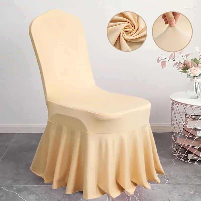 Couvre-chaise Couverture élastique en spandex de couleur unie Seikano avec jupe plissée à volants pour décoration de banquet el