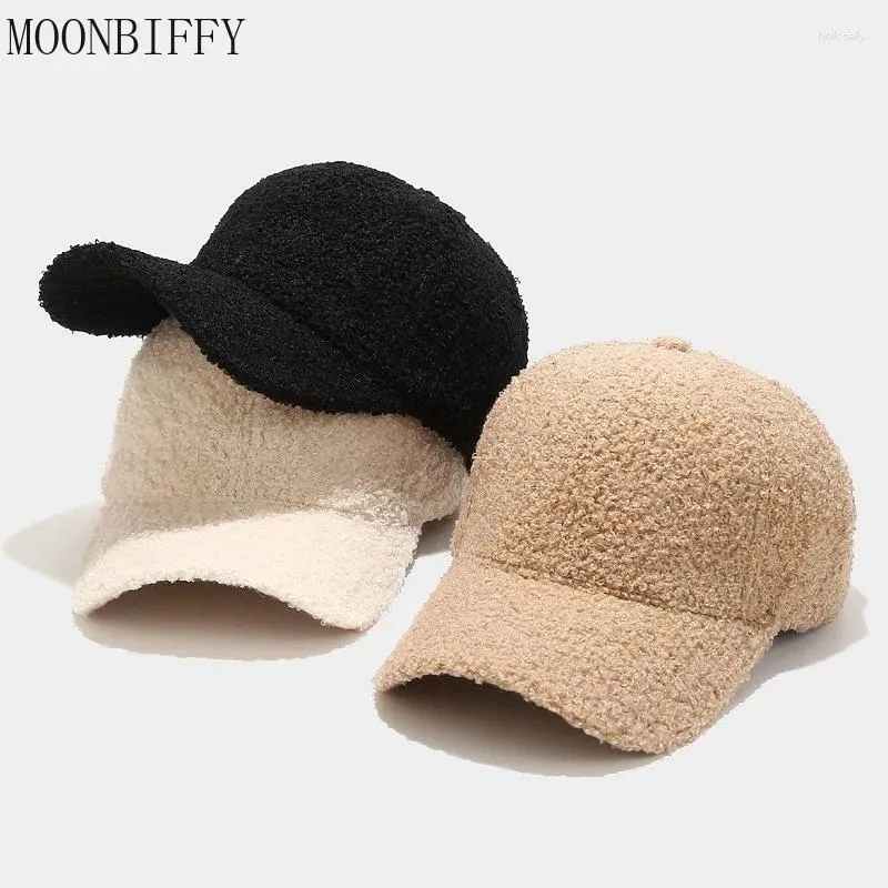 Шаровые шапки зимние ветропроницаемые кашемирные бейсбольные шерстяные плюшевые шляпы для женщин Мужчины теплые плюшевые простые шляпы повседневная открытая открытая