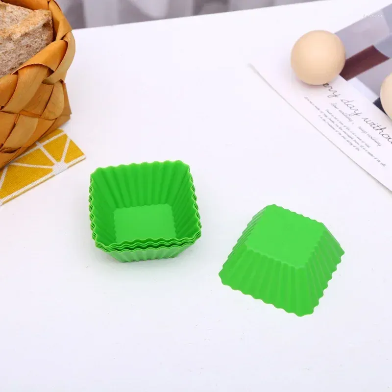 Pişirme Kalıpları 12 PCS/Paket Karışık Renk Dikdörtgen Şekiş Mini Silikon Muffin Cupcake Kalıp Bakeware Maker Kalıp Tepsi Kupa Kalıplar Araçları