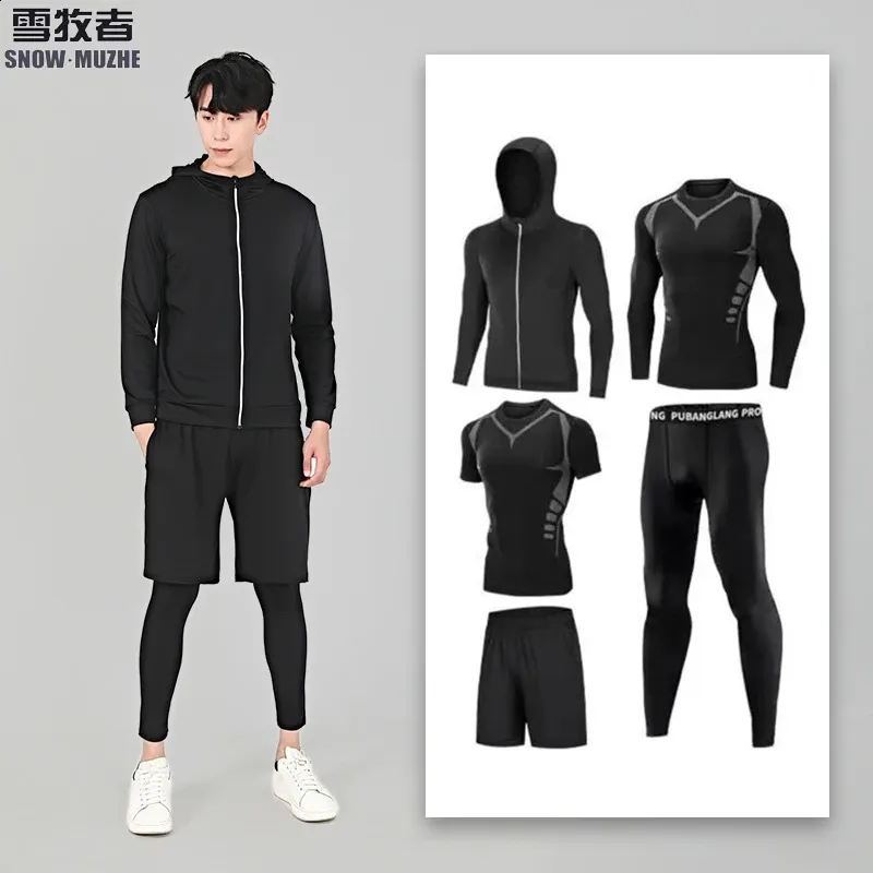 Sportswear Spor Salonu Fitness Trailtsuit Erkekler Koşu Setleri Sıkıştırma Basketbol İç Çıkma Taytlar Jogging Sports Suits Giysileri Kuru Fit 240407