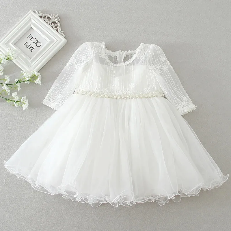 Baby fille robe baptême robe en dentelle blanche