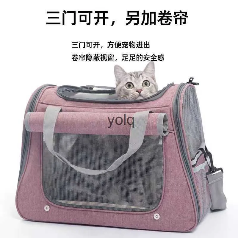 Caisses de transporteurs de chats abritent le sac pour animaux de compagnie nouvelle tendance mode respirable portable grande capacité sortante crossbody h240407