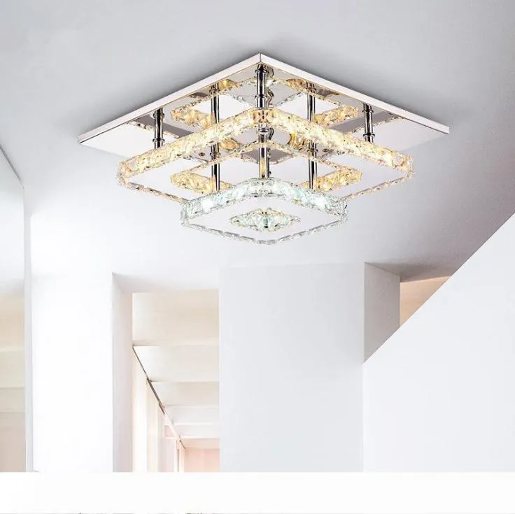 Modern Crystal LED Ceiling Lights Fixture Square Surface Mounting Crystal Ceiling Lamp Hallway Corridor Asile Light Chandelier Cei2078797