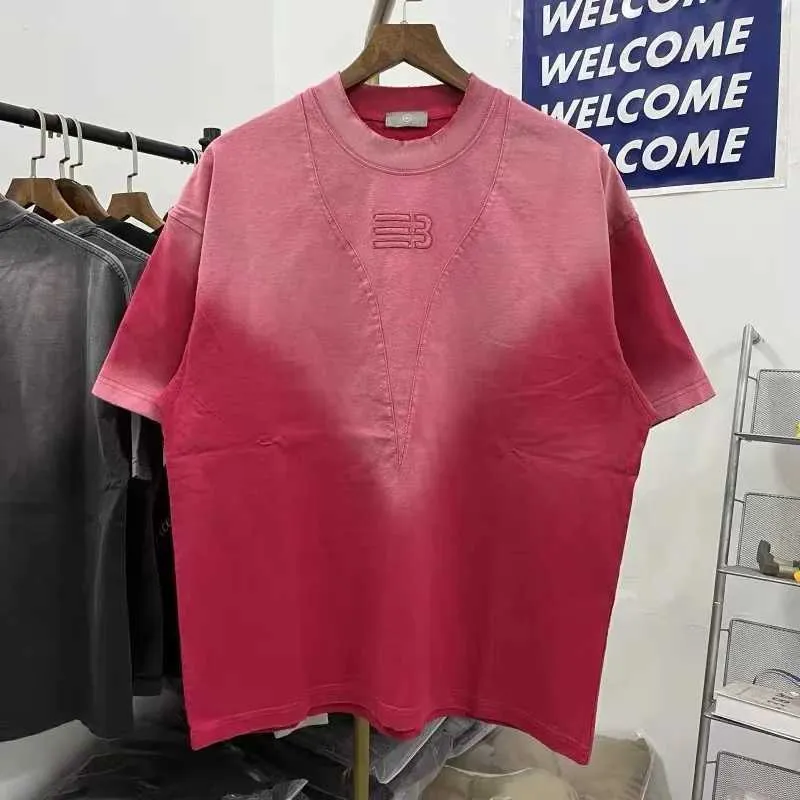 Мужская футболка вышивка вымывала винтажная футболка высококачественная серая красная мужская женская футболка для галстуков J240402