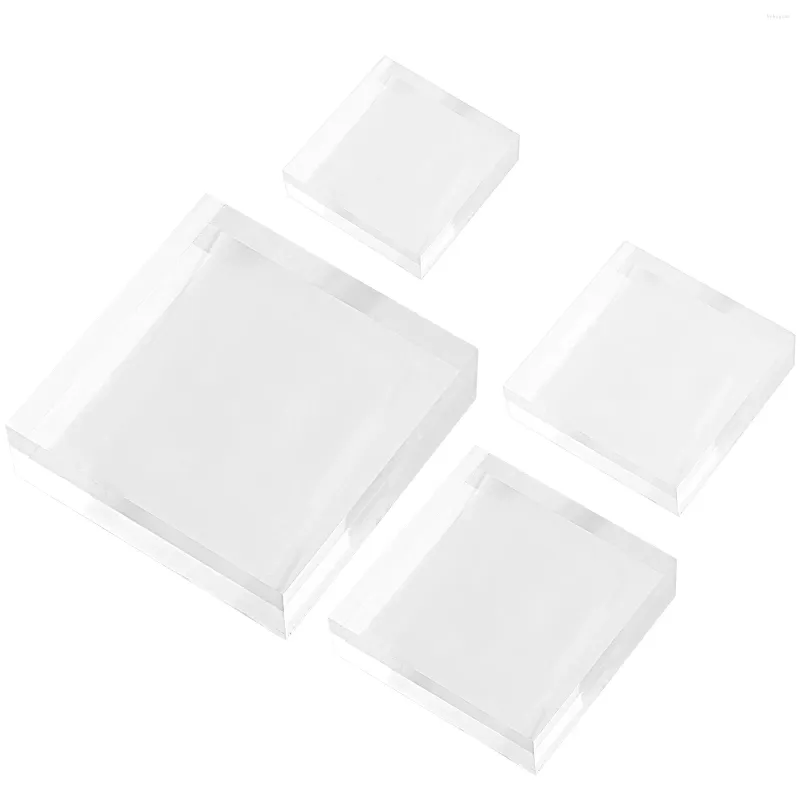 Decorative Plates 4 Pcs Display Stand Acrylic Jewelry Block Trinket Cosmetics Blocks Booth Holder