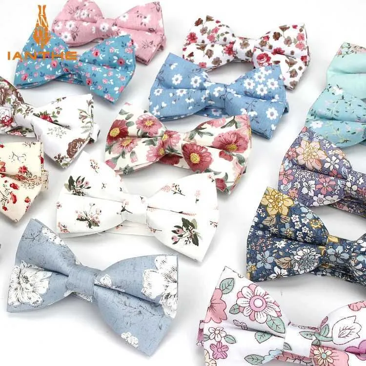 Bow Ties Flassionable New Flower Bow Cotton Necklace Bow Necklace Mens حفل زفاف مجموعة أعمال Gravata Colorful Bowc240407