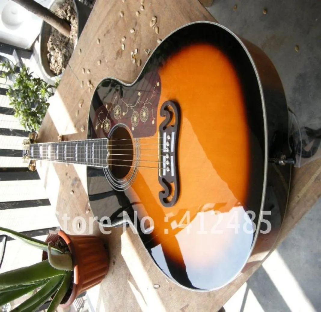 Hardcase Acoustic Electric Guitar SJ200 Singlecut Vintage Sunburst With Fisherman Pickups 8891292