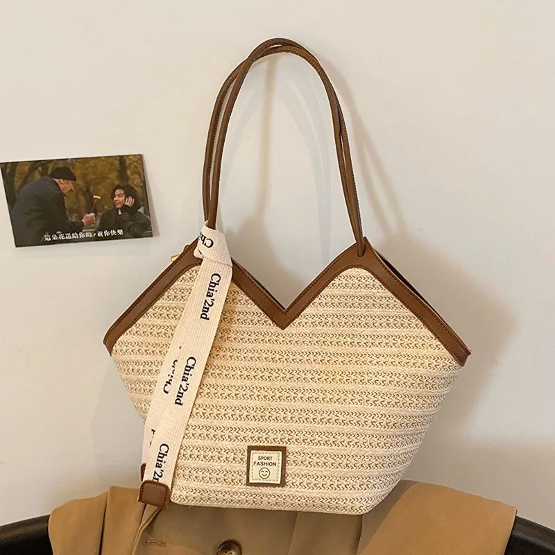Large Straw Tote Bag for Women - Summer Shoulder Bag, Beach Handbag ...