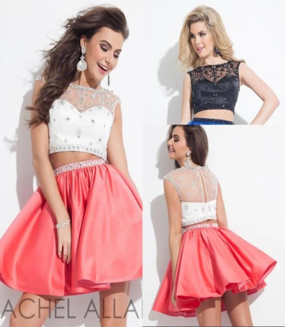 2015 Fashion nieuw ontwerp pure tule kralen pailletten twee stukken Aline Short Party Homecoming prom -jurken op maat gemaakte cap mouw 7072952