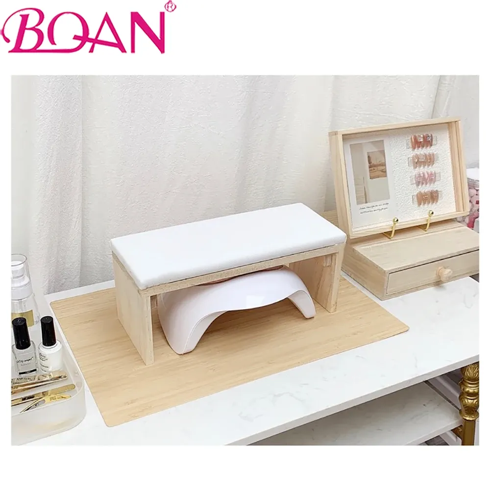 Kits BQan Pu Le cuir ongle Oreiller à main en bois massif nail art de repos main support de main de main