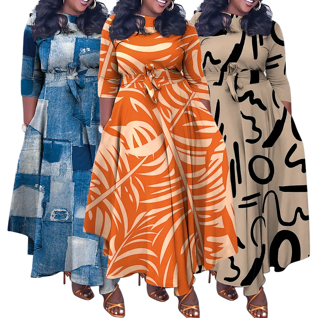 Plus Size Floral Maxi Dress: Flowy Ruffle Fall Dress with Belt - Shop Now!  from Dhgate Plus size Dresses - price 35.17