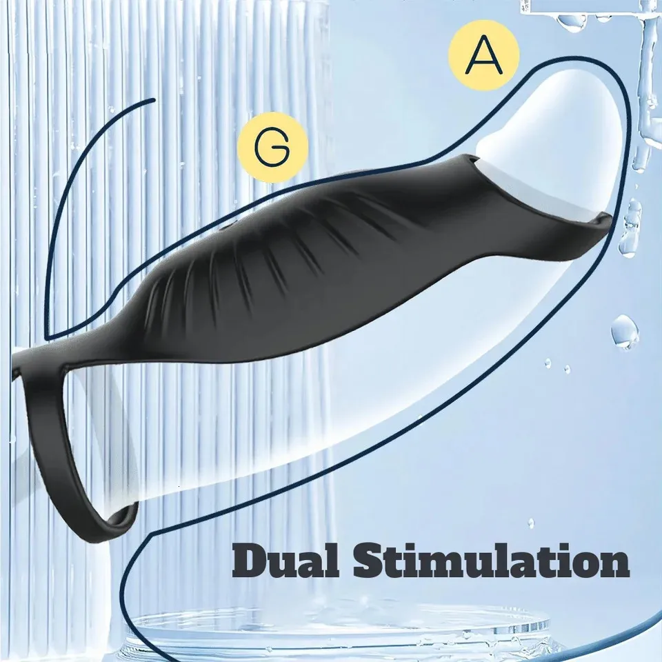vibrating cock ring penis sleeve 2-in-1 Wearable Vibrating Penis Sleeve With Cock Rings – ZhenDuo Sex Shop main image 1