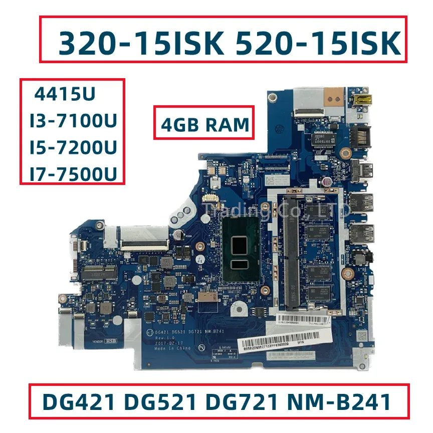 Płyta główna DG421 DG521 DG721 NMB241 dla Lenovo IdeaPad 32015isk 52015ikb laptopa z 4415U i37100U I57200U I77500U DDR4