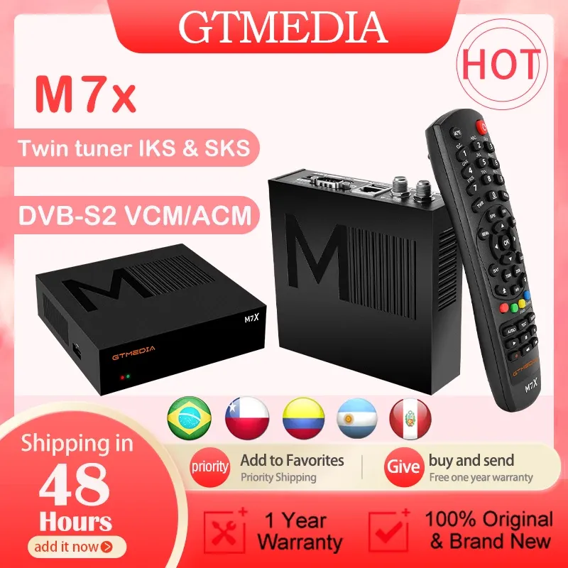 Box 2022 NOUVEAU GTMEDIA M7X SATELLITE RECEPIER TV BOX1080P DVBS2 VCM / ACM / MULTISTREAM Bulitine WiFi Support KSK