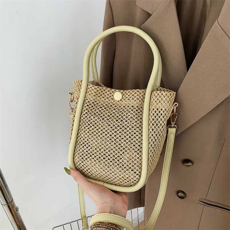 Evening Beach Bags Summer Casual Straw Woven Bag for Women in Trendy and Fashionable Portable Bucket Single Shoulder Crossbody