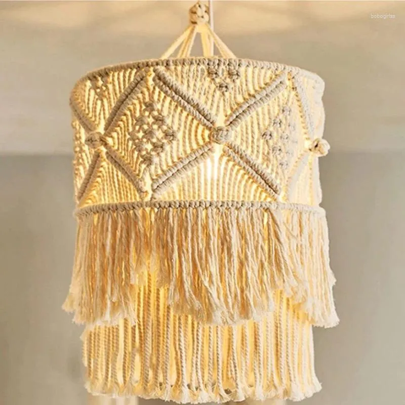 Tapisseries 1pc nordique macrame tissé tapestry lampadaire boho couverture de lampe suspendue plafond pendant léger pour chambre à coucher décorative