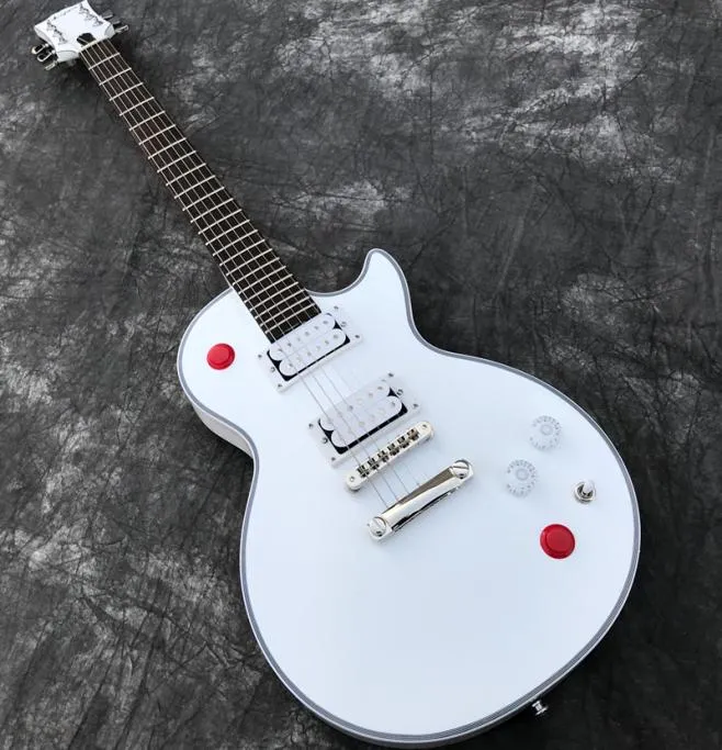 Bouton rouge rare bouton d'arcade Kill Interrupteur Buckethead Signature alpine blanche électrique guitare 24 jumbo frettes petite épingle Tone Pro BR3085917