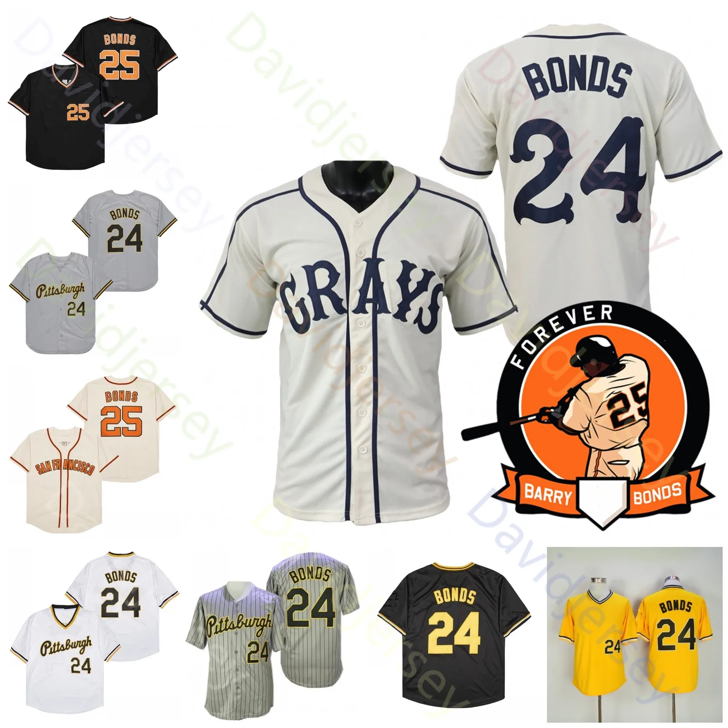 Barry Bonds Jersey Vintage White Cream Giallo Pinstripe Pinsolo Pullover Patch