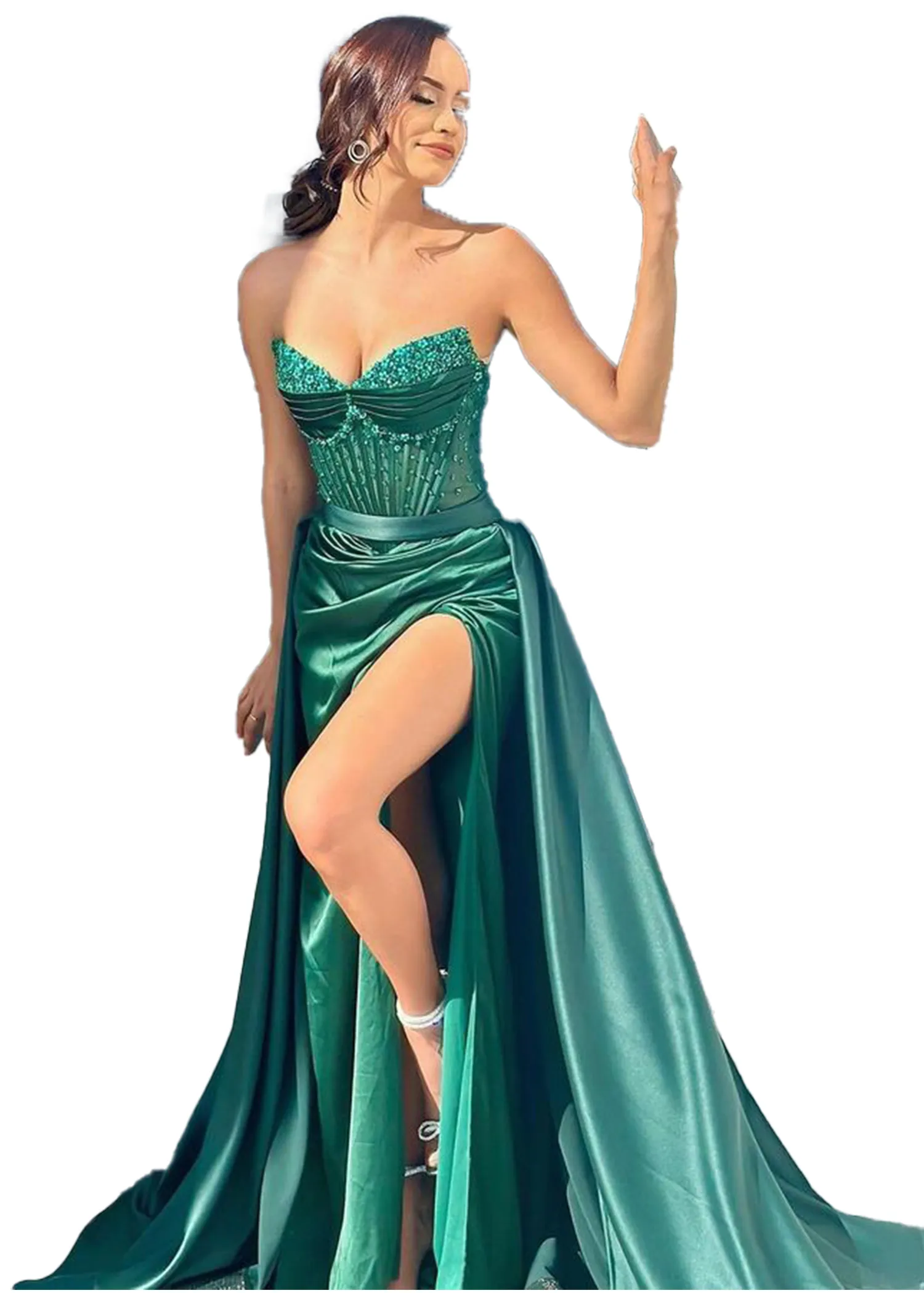 Mousseline Robe Longue Turquoise Bustier Turquoise Robe De SoirÃ©e