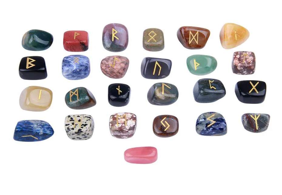 Itens de novidade 25pcs de cálculos de jade runos naturais caçados de cristal de letras gravadas para cristais wicca curando chakra reiki5409123