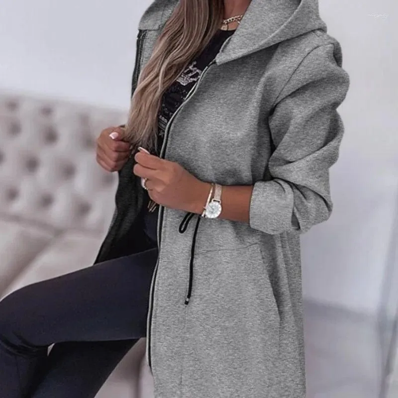 여자 재킷 2024 가을 겨울 패션 의류 후드 주름 잡는 니핑 허리 지퍼 재킷 캐주얼