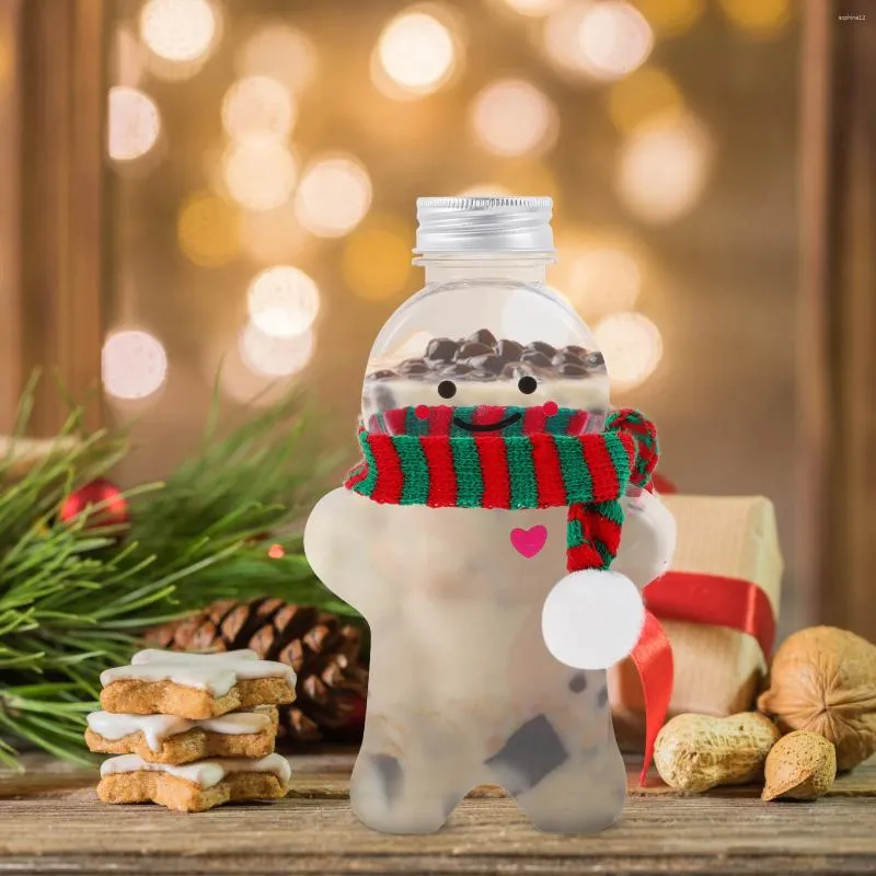 Förvaringsflaskor 10 uppsättningar av plastjuice jul pepparkakor man xmas godisar burkar med halsdukar