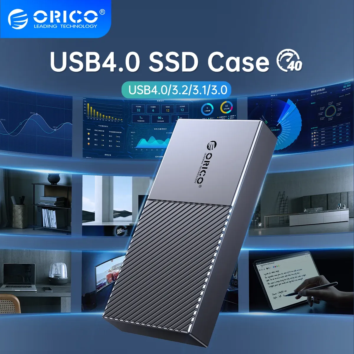 Obudowa ORICO USB4 M.2 NVME SSD OBUDOWANIE 40 GBPS PCIE3.0X4 Aluminiowa obudowa kompatybilna z Thunderbolt 3 4 USB4 dla Huawei Matebook 14