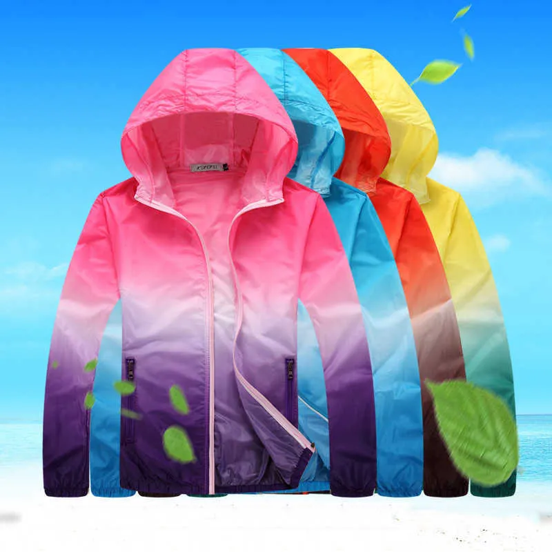 Couples Light and Thin Gradient Breathable Coat Sun Protection Clothing Womens Large Mens Outdoor Summer Skin Windbreaker