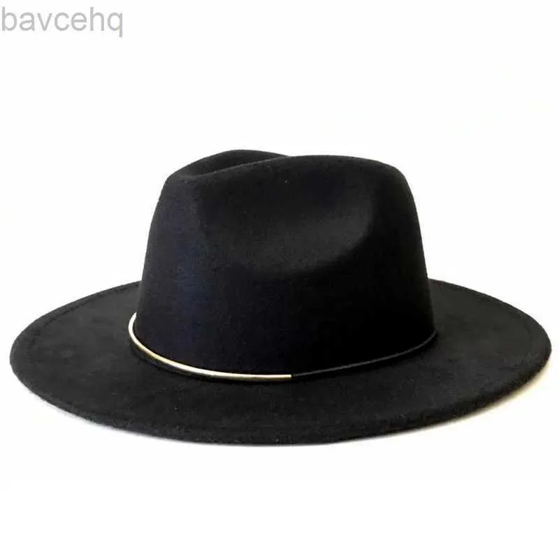 Chapeaux à bord large chapeaux Bucket avec une grande casquette Gentleman Gentleman Elegant Lady Winter Automne Caps Jazz Femmes Men de laine HAPES VINTAGE Gangster Trilby Felt Fedora Hat 240407