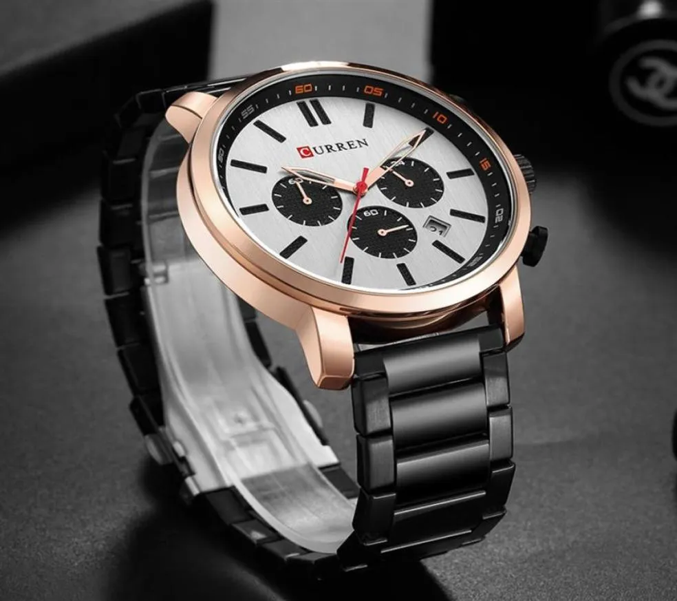 Męskie zegarki luksusowa marka stalowa zegarek na nadgarstek analogowy kwarc zegarki mężczyzn horloge curren men039s Sport Sport Chronograph RE7813915