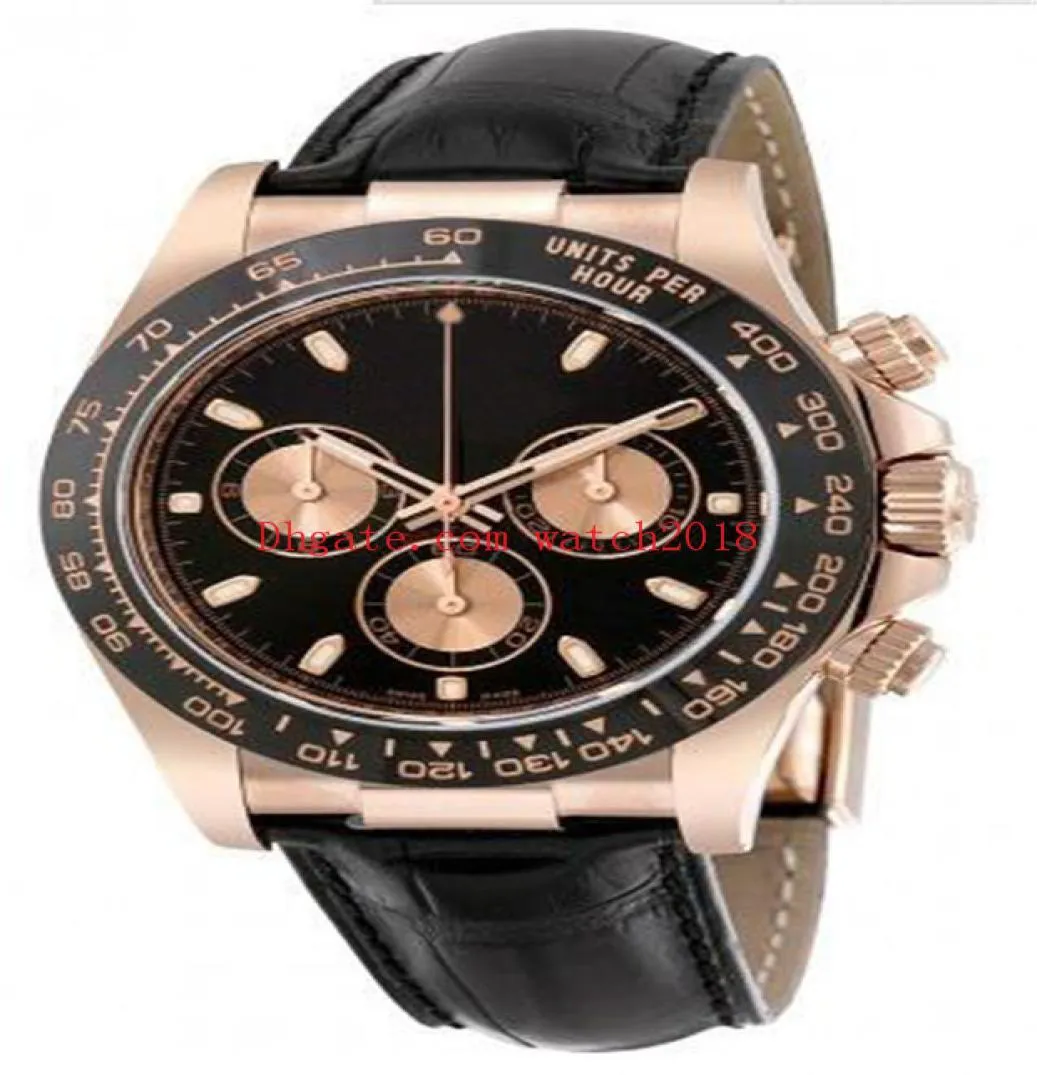 Luxury Watches 40mm 116518 116515 116519 Diamond White Black Dial Mechanical Automatic Black Brown Leather Strap Men039s Wristw7014907