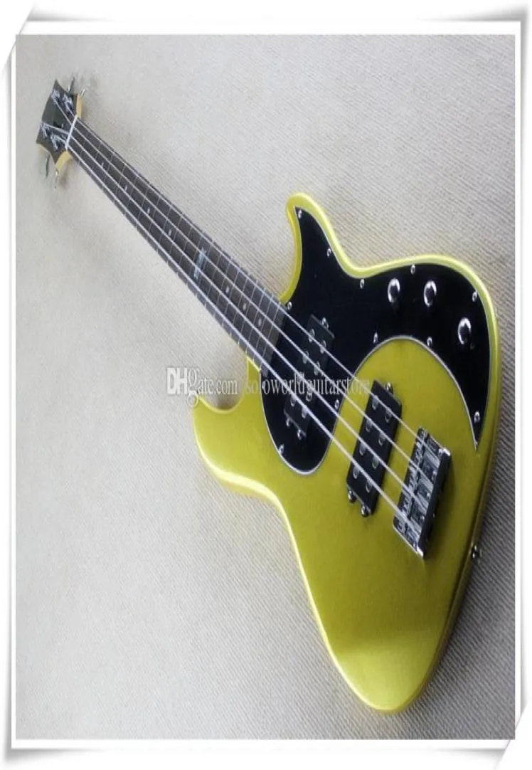 4 Strings Golden Body Electric Bass Guitar met HH PickupSchrome Hardwareblack Pickguardcan worden aangepast9282918