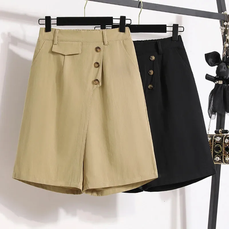 2024 Ladies Summer Plus Size Fashion Pants for Women Stor lös asymmetri -shorts 3xl 4xl 5xl 6xl 7xl kläder 240329