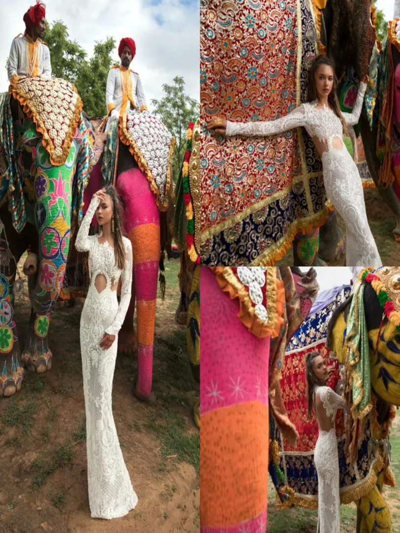 2019 Lior Charchy India 웨딩 드레스 Abiti da Sposa Jewel Neg Long Sleeve Mermaid Bridal Gown Plus Size Beach Wedding Dress8650258