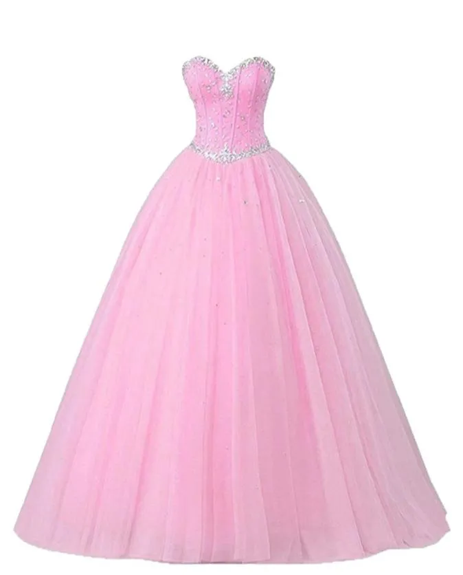 2019 Sweetheart Crystal Beading Ball Gown Quinceanera Dresses Lace Up Plus Size Sweet 16 Dresses Debutante 15 Year Formal Party Dr3473699