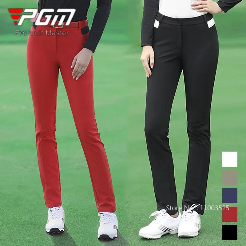 PGM Autumn Women Fleece Golf Pants Ladies Elastic Slim Sport Trousers Women High Waist Casual Pants Winter Warm Golf Sweatpants 240326